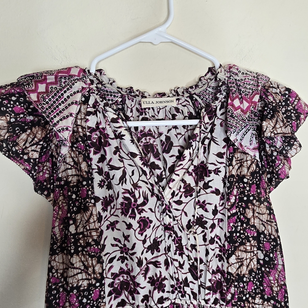 Ulla Johnson Asis Patchwork Batik Flutter Sleeve … - image 3
